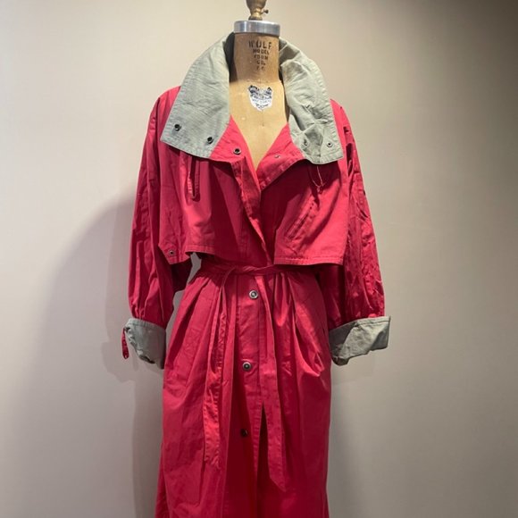 fleet street Jackets & Blazers - VTG Amazing 80’s Oversized Fuchsia Trench Coat